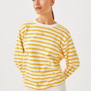 Lemon Striped Sweatshirt in Yellow and White
